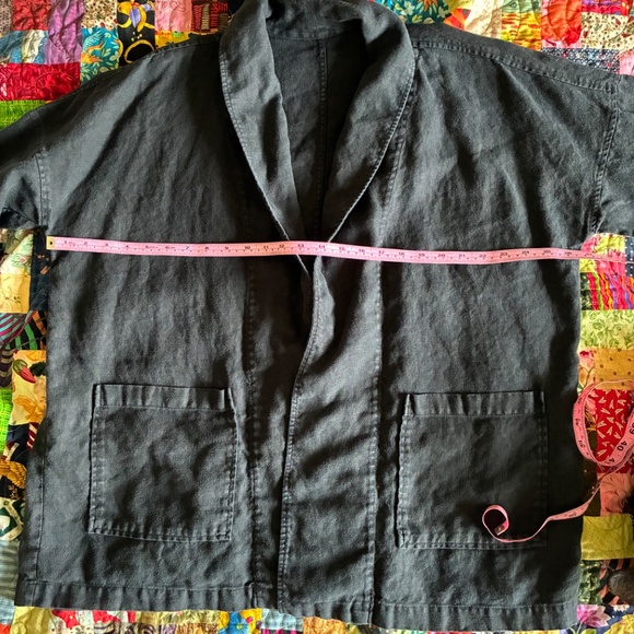 Linen classic kimono-style unstructured blazer - Picture 6 of 8